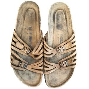 Tan, Oiled, Leather, Birkenstock Granada’s, Adjustable Straps, Size 41